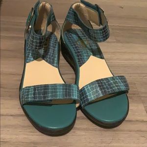 Snake Skin Patterned Low Wedges